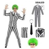 Black and White Vertical Striped Suit