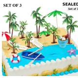 22Pcs Green Palm Tree Cake Topper Decor x3