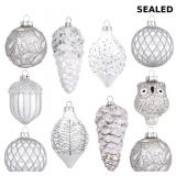 Set of 10 large glass Christmas ornaments