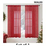YoungsTex Red Linen Semi Sheer Curtains