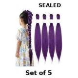 Purple Braiding Hair 20 Inch Pre Stretched Hair x5