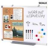 SEALED-Cork Board and Dry Erase Board Combo