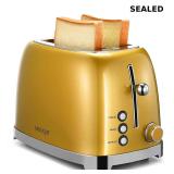 Gold 2 Slice Toaster, Wide Slot Stainless Steel