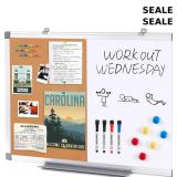 SEALED-Cork Board and Dry Erase Board Combo