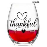 Thankful Thanksgiving Wine Glass