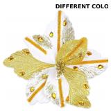 6 Pcs Vintage Gold And White Poinsettia Flowers