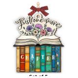 Book Christmas Ornament x5