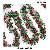 Christmas Metallic Tinsel Twist Hanging Garland x9