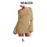 The Shoulder Long Bell Sleeve Sheer Mini Dress