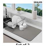 2x LIMNUO's grey dish drying mat measures 28' x...