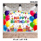 18x Happy Birthday Backdrop Banner Colorful