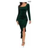 NASHALYLY Elegant Velvet Dress for Women