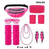 2x 80s Costume Outfit Accessories Set for Women...