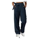 Women's wide leg pants featuring an elastic waist,
