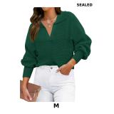 ZESICA Women's Fall Lapel Collar V Neck Sweater