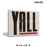 3x Qvapt Western Yall Wall Art is a framed