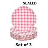 3x 48 Pcs Pink Gingham Plates Scalloped Paper...