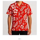 Red Floral Short-Sleeve Shirt