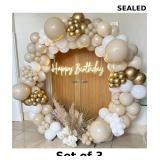 3x Archloon White Sand Gold Balloons Garland