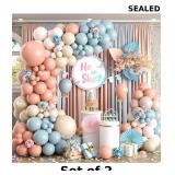 2x Gender Reveal Balloon Arch Kit 122Pcs