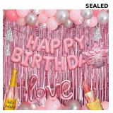 BOMSI Pink Birthday Decorations for Women