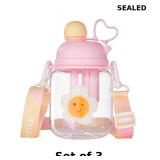 3x Fijinhom 27 oz Pink Tritan Toddler Water Bottle