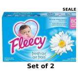 2x Fleecy Fabric Softener Dryer Sheets, Fresh Air