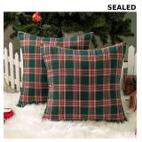 AQOTHES Pack of 2 Christmas Plaid Pillow Covers