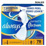 Always Infinity Size 4 Overnight Pads with Wings