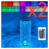 Crystal Rose Diamond Table Lamp, 2 Pack