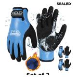 2x HANDLANDY 2 Pairs Waterproof Work Gloves for...