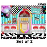 2x LYWYGG 7X5FT Retro Diner Party Backdrop 50s