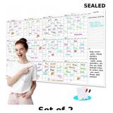 2x Large Dry Erase Calendar for Wall - 12-Month