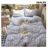 Blue Striped Full Size Duvet Cover