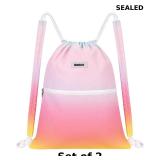 2x Drawstring Backpack String Bag Sackpack