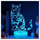 POSSHE 3D Illusion Cat Night Lamp