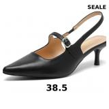 Amoji Women's 2 Inch Pointed Toe Low Kitten Heel