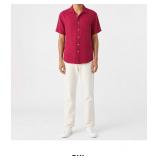 Short Sleeve Red Button-Up Shirt