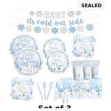 3x 120pcs Winter Woodland Baby Shower Decorations