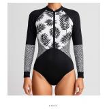Long Sleeve Black and White Swimsuit