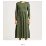 Long Sleeve Green Midi Dress