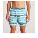 Blue and White Striped Swim Shorts
