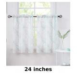 FMFUNCTEX Aqua Tree Print Kitchen Tiers Curtains