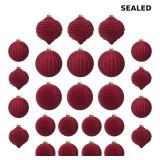 KI Store Velvet Christmas Balls Burgundy 25pcs