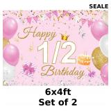 2x YongFoto Happy 1/2 Birthday Backdrop 6x4ft...