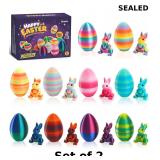 2x Easter Eggs, Colorful 3D Printed Bunny Eggs