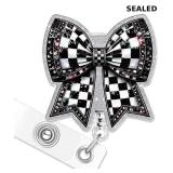 Black and White Checkered Bow Bow Badge Reel
