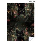 Vintage Floral Black Cat Kitchen Towels