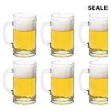 Vikko Beer Mug, Set of 6 Glass Beer Mugs, 17 Ounce