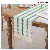 duduta Green Macrame Table Runner 12 x 36 inch